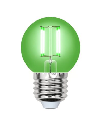 Лампа светодиодная филаментная (UL-00002988) Uniel E27 5W зеленый LED-G45-5W/GREEN/E27 GLA02GR