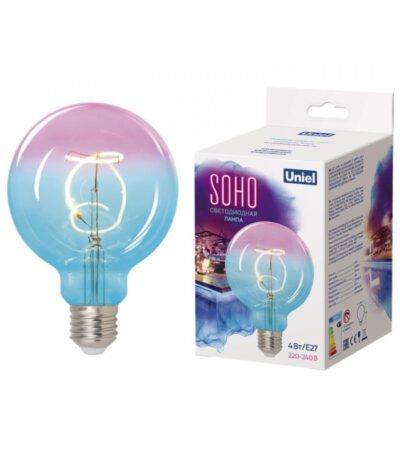 Лампа светодиодная филаментная (UL-00005892) Uniel E27 4W 2250K синяя LED-SF01-4W/Soho/E27/CW BLue/Wine GLS77TR