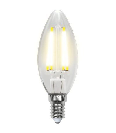 Лампа светодиодная филаментная Uniel E14 5W 3000K прозрачная LED-C35-5W/WW/E14/CL/MB GLM10TR