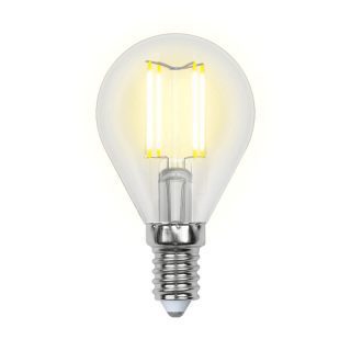 Лампа светодиодная филаментная Uniel E14 5W 3000K прозрачная LED-G45-5W/WW/E14/CL/MB GLM10TR