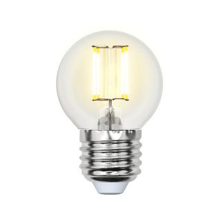 Лампа светодиодная филаментная Uniel E27 5W 3000K прозрачная LED-G45-5W/WW/E27/CL/MB GLM10TR