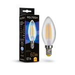 Лампа светодиодная филаментная Voltega E14 6W 3000K свеча матовая 7207