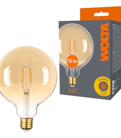 Лампа светодиодная филаментная WOLTA 10Вт 2400K Е27 шар прозрачный WF-G125-10W2.4KE27
