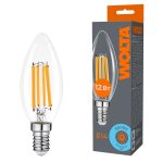 Лампа светодиодная филаментная WOLTA 12Вт 6500K Е14 свеча прозрачная WF-C35-12W6KE14