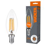 Лампа светодиодная филаментная WOLTA 7Вт 4000K Е14 свеча прозрачная WF-C35-7W4KE14