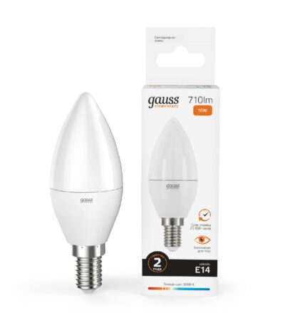 Лампа светодиодная Gauss E14 10W 3000K матовая 33110