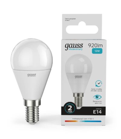 Лампа светодиодная Gauss E14 12W 4100K матовая 53122