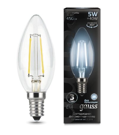Лампа светодиодная Gauss E14 5W 4100K прозрачная 103801205
