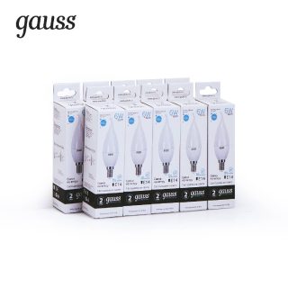 Лампа светодиодная Gauss E14 6W 4100K свеча на ветру матовая 34126