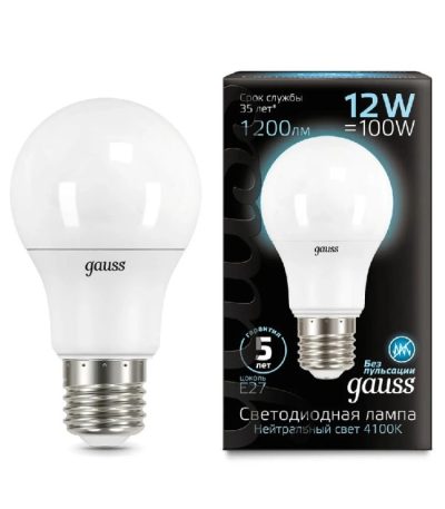 Лампа светодиодная Gauss E27 12W 4100K матовая 102502212
