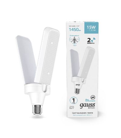 Лампа светодиодная Gauss E27 15W 4000K матовая 11732212
