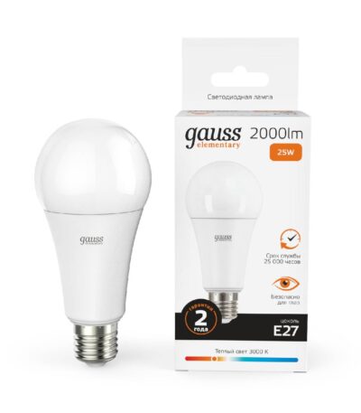 Лампа светодиодная Gauss E27 25W 3000K груша матовая 73215