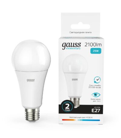 Лампа светодиодная Gauss E27 25W 4100K груша матовая 73225