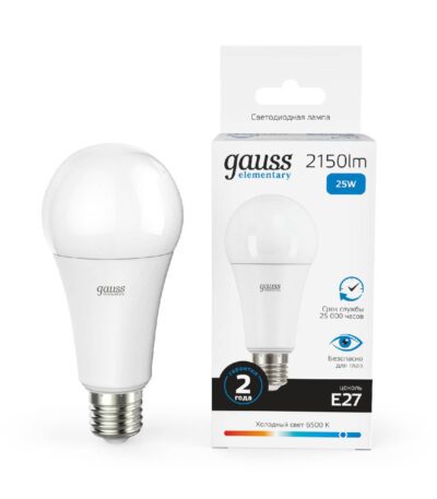 Лампа светодиодная Gauss E27 25W 6500K груша матовая 73235
