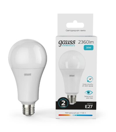 Лампа светодиодная Gauss E27 30W 4100K груша матовая 73229