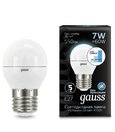 Лампа светодиодная Gauss E27 6.5W 4100K матовая 105102207