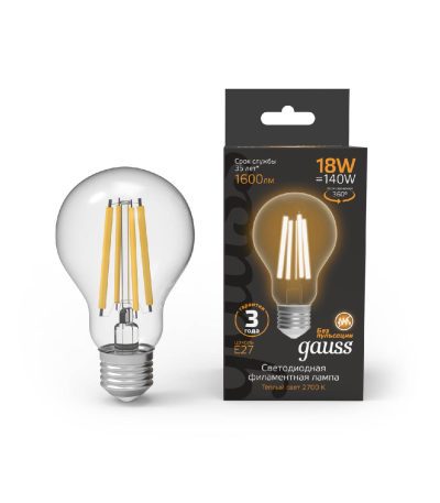 Лампа светодиодная Gauss Filament E27 18W 2700K 102902118