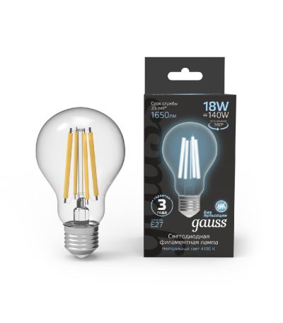 Лампа светодиодная Gauss Filament E27 18W 4100K 102902218