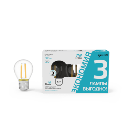 Лампа светодиодная Gauss Filament E27 7W 4100K 105902207T