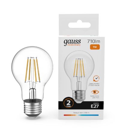 Лампа светодиодная Gauss Filament Elementary E27 9W 2700K 22219