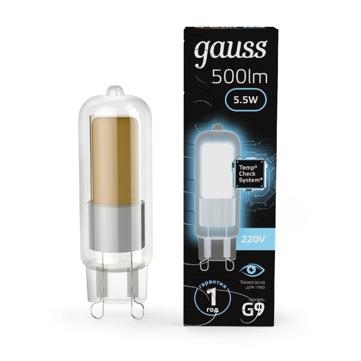 Лампа светодиодная Gauss G9 5.5W 4100K прозрачная 107809205 Лампа светодиодная Gauss G9 5.5W 4100K прозрачная 107809205