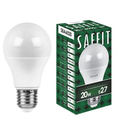 Лампа светодиодная Saffit SBA6020 шар E27 20W 4000K 55014