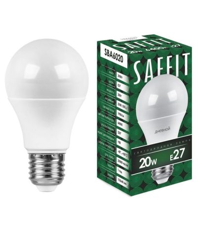 Лампа светодиодная Saffit SBA6020 шар E27 20W 6400K 55015