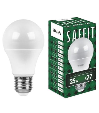 Лампа светодиодная Saffit SBA6525 шар E27 25W 4000K 55088