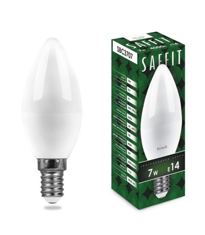 Лампа светодиодная Saffit SBC3707 Свеча E14 7W 4000K 55031