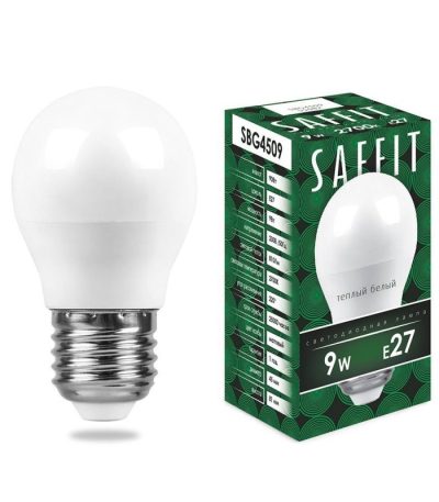 Лампа светодиодная Saffit SBG4509 шар E27 9W 2700K 55082