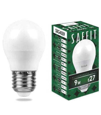 Лампа светодиодная Saffit SBG4509 шар E27 9W 4000K 55083