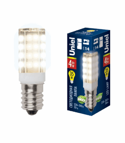 Лампа светодиодная (UL-00000179) Uniel E14 4W 3000K прозрачная LED-Y16-4W/WW/E14/CL PLZ04WH