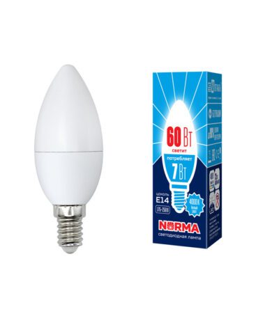 Лампа светодиодная (UL-00003795) Volpe E14 7W 4000K матовая LED-C37-7W/NW/E14/FR/NR