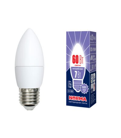 Лампа светодиодная (UL-00003797) Volpe E27 7W 6500K матовая LED-C37-7W/DW/E27/FR/NR