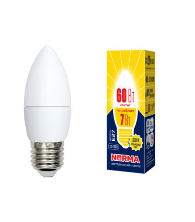 Лампа светодиодная (UL-00003799) Volpe E27 7W 3000K матовая LED-C37-7W/WW/E27/FR/NR