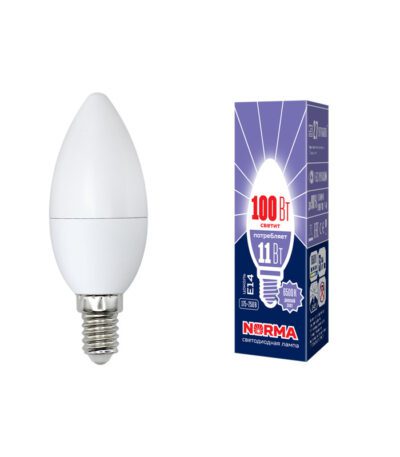 Лампа светодиодная (UL-00003810) Volpe E14 11W 6500K матовая LED-C37-11W/DW/E14/FR/NR