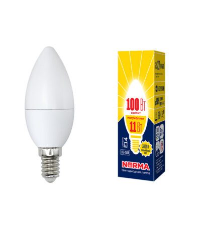 Лампа светодиодная (UL-00003812) Volpe E14 11W 3000K матовая LED-C37-11W/WW/E14/FR/NR