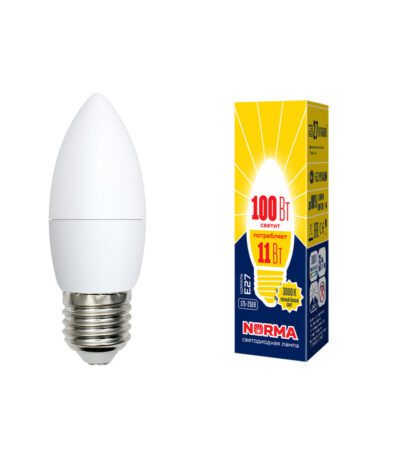 Лампа светодиодная (UL-00003815) Volpe E27 11W 3000K матовая LED-C37-11W/WW/E27/FR/NR