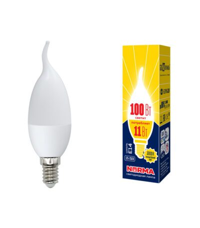 Лампа светодиодная (UL-00003817) Volpe E14 11W 3000K матовая LED-CW37-11W/WW/E14/FR/NR