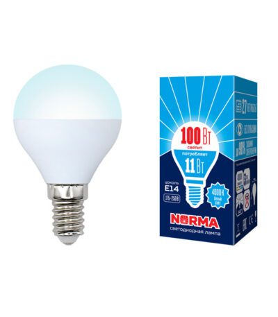 Лампа светодиодная (UL-00003831) Volpe E14 11W 4000K матовая LED-G45-11W/NW/E14/FR/NR