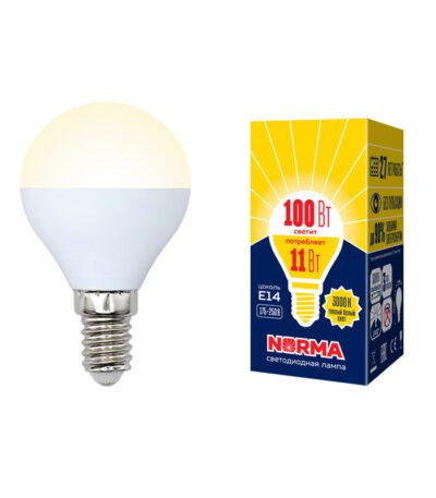 Лампа светодиодная (UL-00003832) Volpe E14 11W 3000K матовая LED-G45-11W/WW/E14/FR/NR