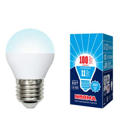 Лампа светодиодная (UL-00003834) Volpe E27 11W 4000K матовая LED-G45-11W/NW/E27/FR/NR