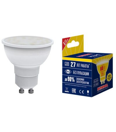 Лампа светодиодная (UL-00003838) Volpe GU10 7W 3000K матовая LED-JCDR-7W/WW/GU10/NR