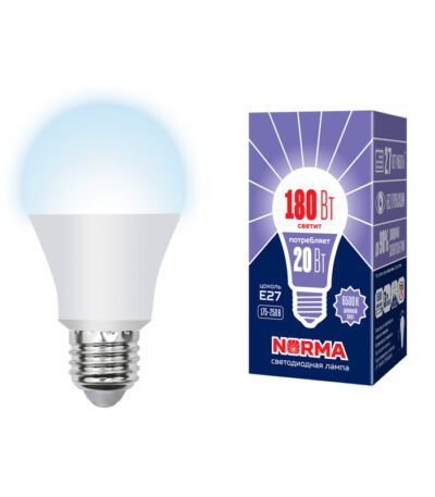 Лампа светодиодная (UL-00004028) Volpe E27 20W 6500K матовая LED-A65-20W/DW/E27/FR/NR
