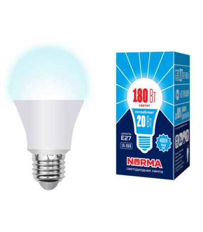 Лампа светодиодная (UL-00004029) Volpe E27 20W 4000K матовая LED-A65-20W/NW/E27/FR/NR