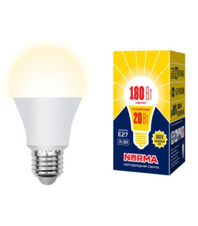 Лампа светодиодная (UL-00004030) Volpe E27 20W 3000K матовая LED-A65-20W/WW/E27/FR/NR