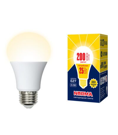 Лампа светодиодная (UL-00004469) Volpe E27 25W 3000K матовая LED-A70-25W/3000K/E27/FR/NR