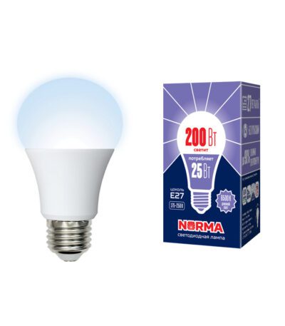 Лампа светодиодная (UL-00004471) Volpe E27 25W 6500K матовая LED-A70-25W/6500K/E27/FR/NR