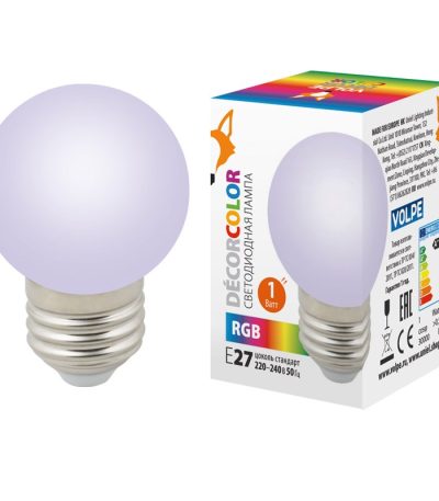 Лампа светодиодная Volpe E27 1W шар матовый LED-G45-1W/RGB/E27/FR/С UL-00005808