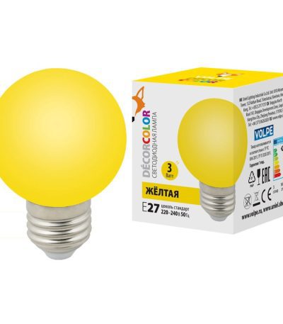 Лампа светодиодная Volpe E27 3W желтая LED-G60-3W/Yellow/E27/FR/С UL-00006961